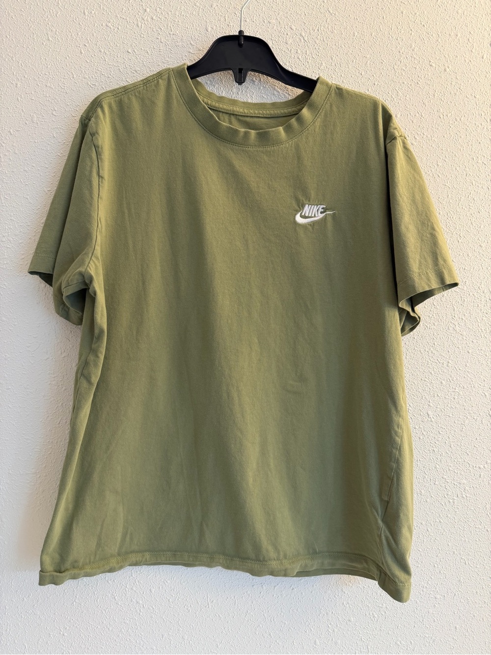 Nike Olive Crewneck Short Sleeve Tee with White Swoosh